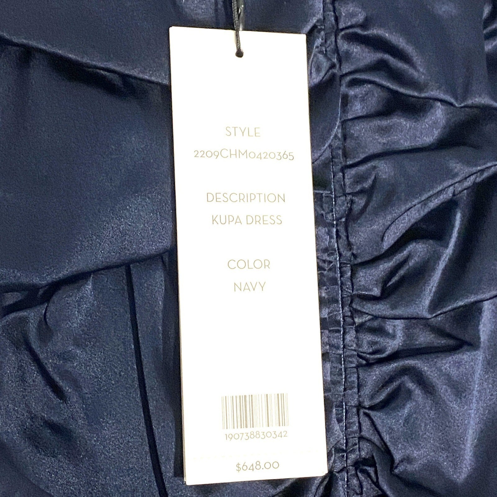 VERONICA BEARD Kupa Ruched Silk Bodycon Strapless Dress Navy Blue (MSRP $648)