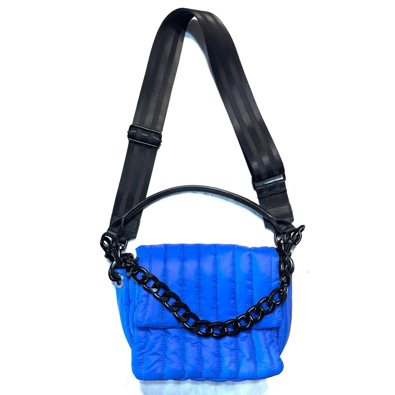 THINK ROYLN Bar Quilted Shoulder Crossbody Bag Blue (MSRP $168)