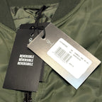 DIESEL Mens Reversible Nylon Zip Bomber Jacket Coat Dark Green (MSRP $495)