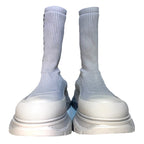 ALEXANDER MCQUEEN Mens Tread Slick Logo Knit Sock Sneaker Boots Grey (MSRP $990)