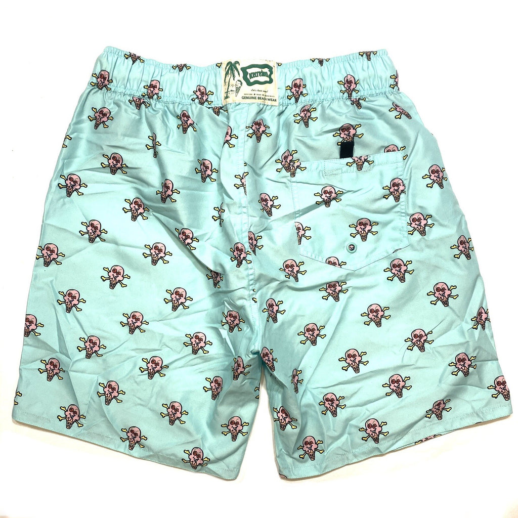 ICE CREAM Billionaire Boys Club Cones N Bones Logo Swim Shorts Blue (MSRP $125)