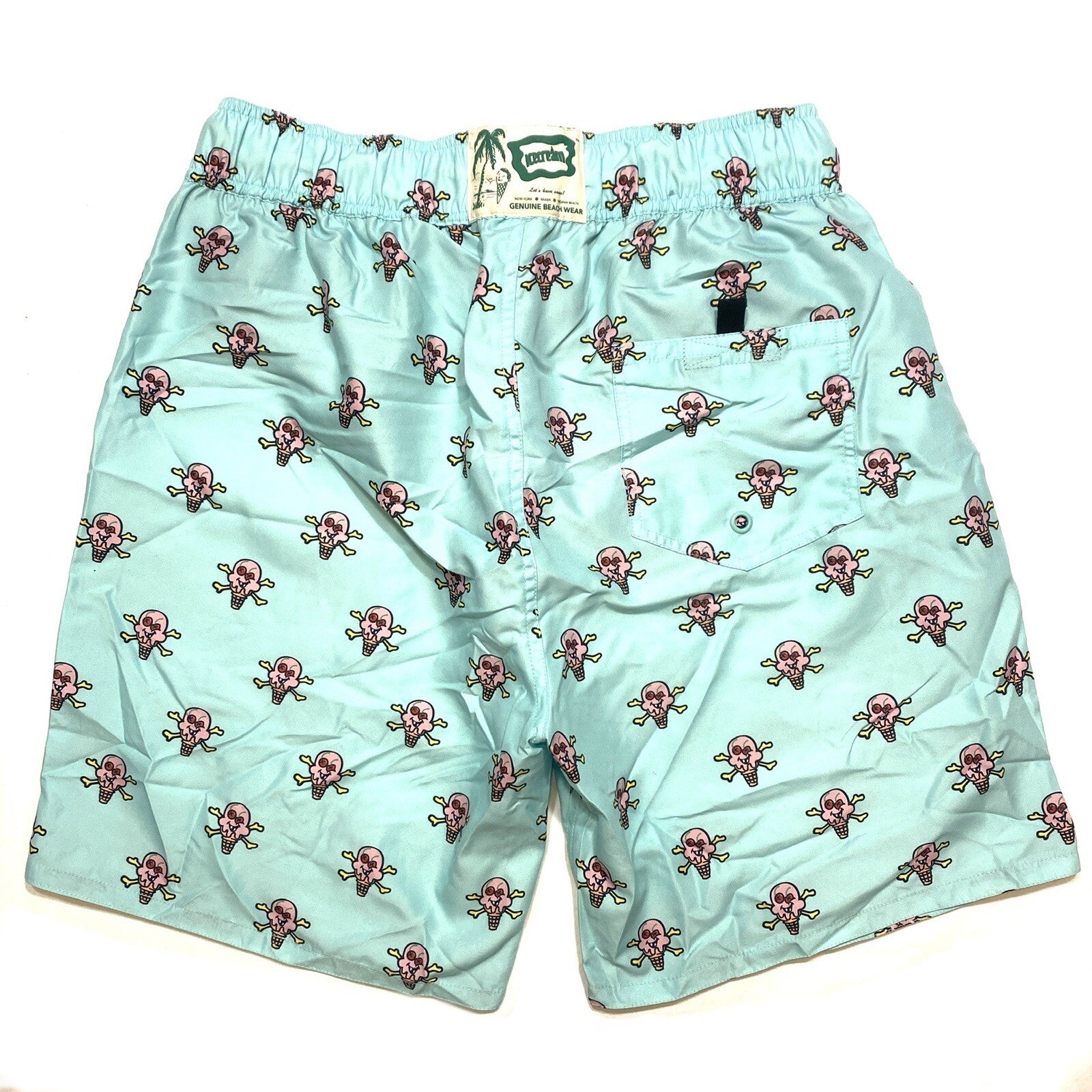 ICE CREAM Billionaire Boys Club Cones N Bones Logo Swim Shorts Blue (MSRP $125)