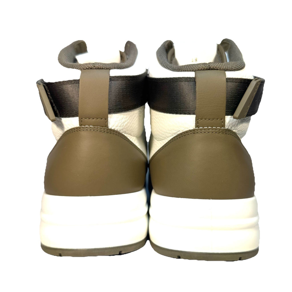 GIVENCHY Mens G4 Leather High Top Sneakers White Khaki Green 48 (MSRP $750)