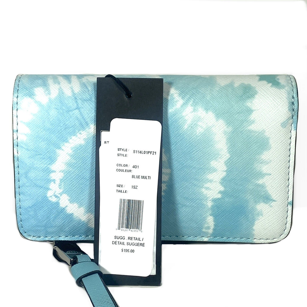 MARC JACOBS J Logo Tie Dye Leather Zip Snap Wallet Multi Blue (MSRP $195)