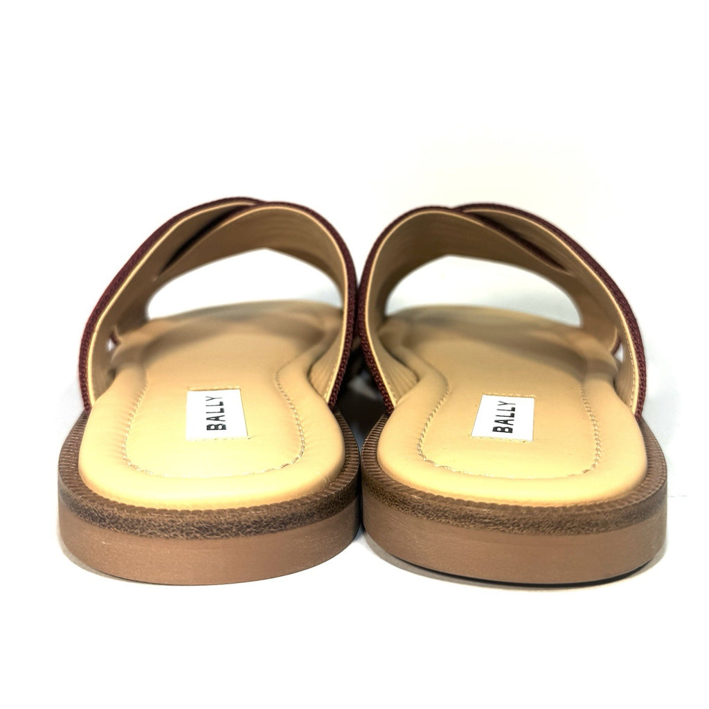 BALLY Mens Gyllu Glide Logo Stripe Cross Strap Slide Sandals Red 7 (MSRP $570)