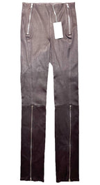 HELMUT LANG Womens Zip Leather Pants Wine Brown (MSRP $1,095)