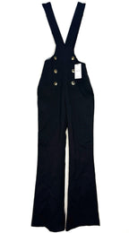 REISS Womens Vittoria Button Front Dungaree Jumpsuit Overalls Black (MSRP $330)