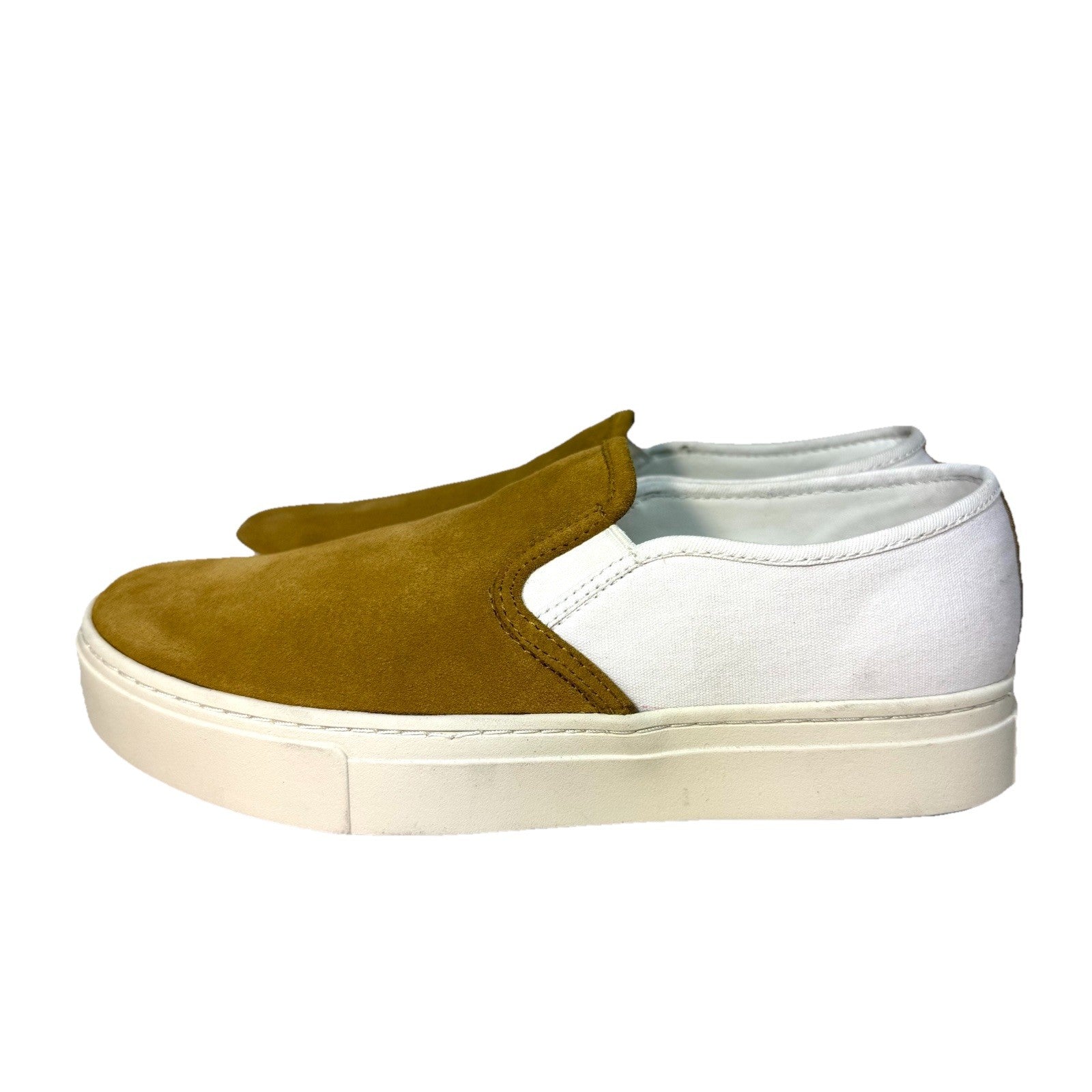 SATURDAYS NYC Mens Vass Suede Canvas Slip On Sneakers Burnt Khaki (MSRP $135)