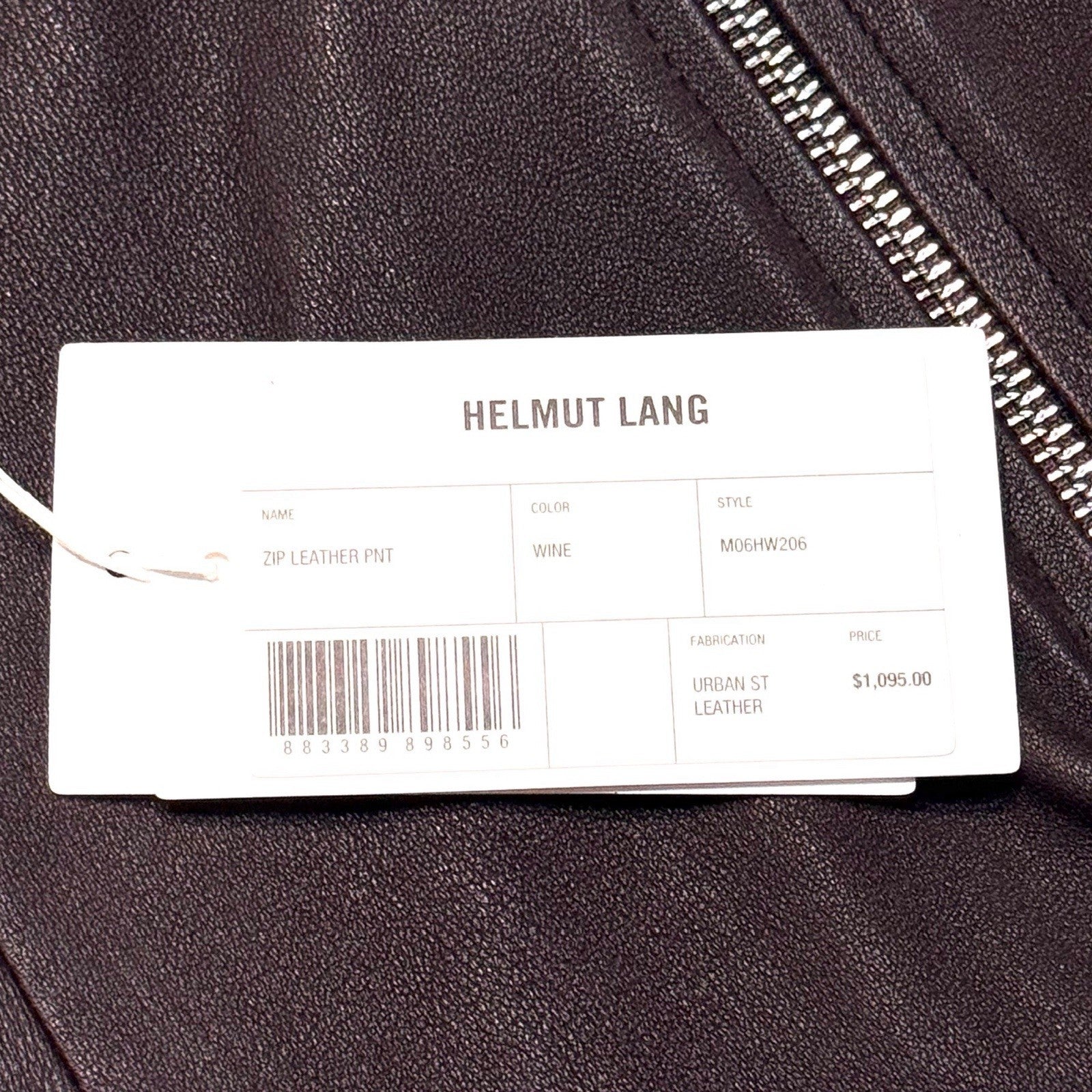 HELMUT LANG Womens Zip Leather Pants Wine Brown (MSRP $1,095)