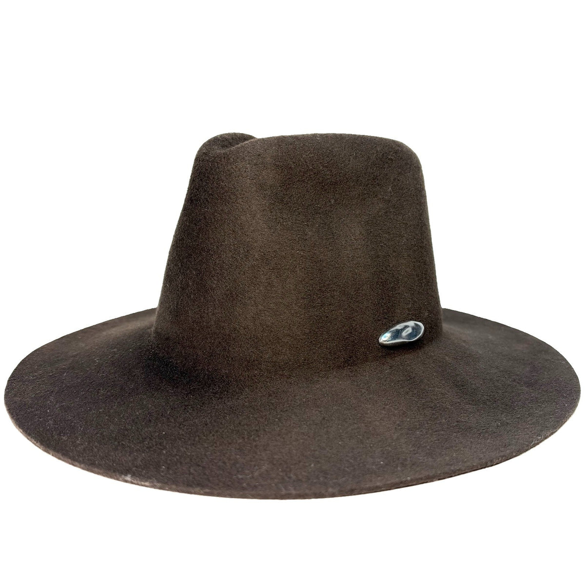 JANESSA LEONE Womens Kiko Wool Metal Detail Fedora Hat Olive Brown S (MSRP $287)