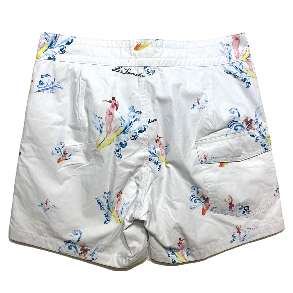 SATURDAYS NYC Mens Philippine de Richemont Bobby Surf Girl Swim Shorts White 29