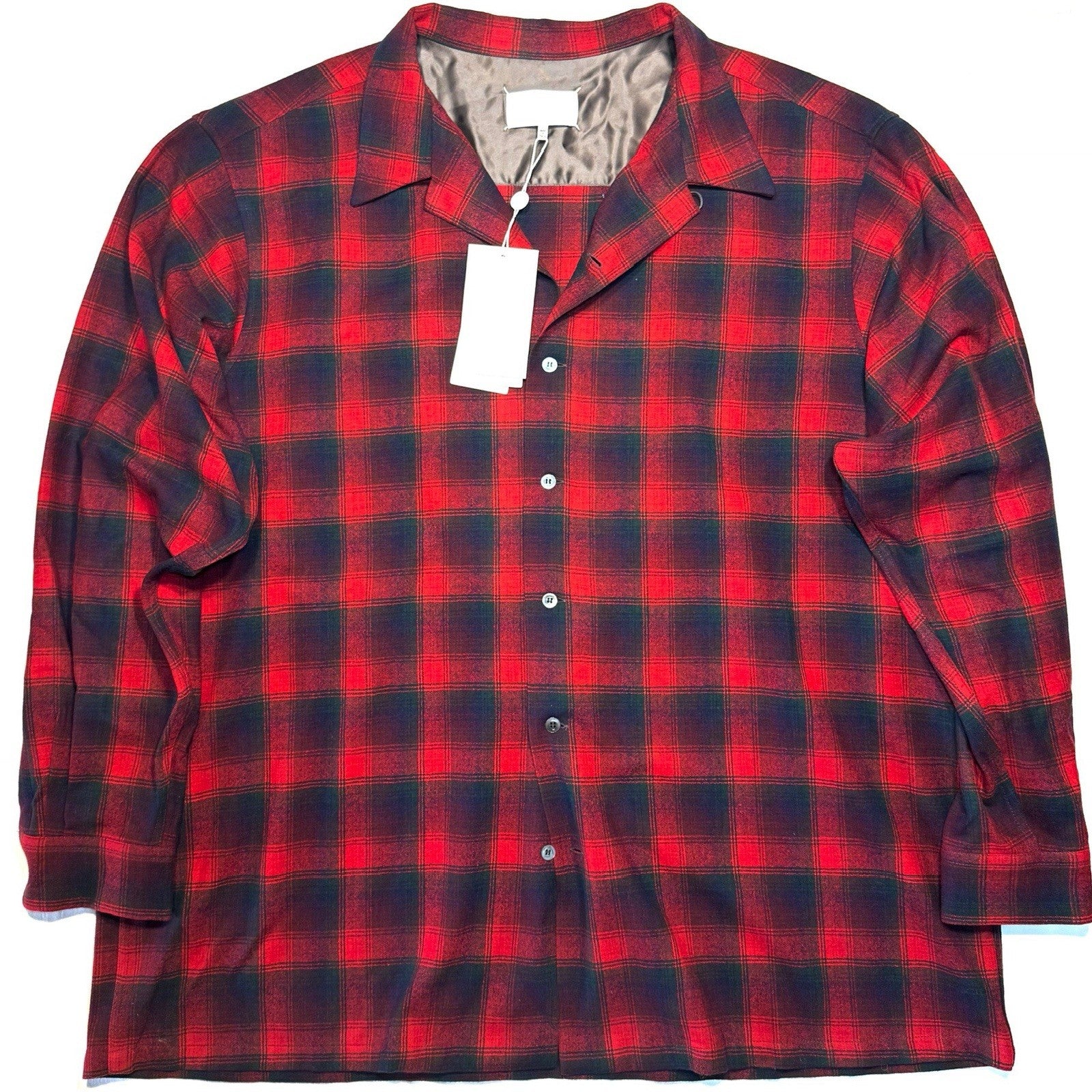 MAISON MARGIELA x PENDLETON Mens Wool Plaid Flannel Overshirt Red (MSRP $1,390)