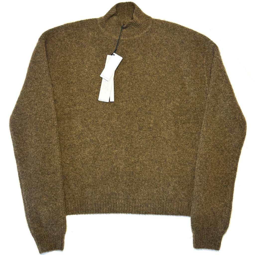 RICK OWENS Mens Maglia Alpaca Turtleneck Sweater Olive Honey Brown (MSRP $1,105)