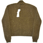 RICK OWENS Mens Maglia Alpaca Turtleneck Sweater Olive Honey Brown (MSRP $1,105)