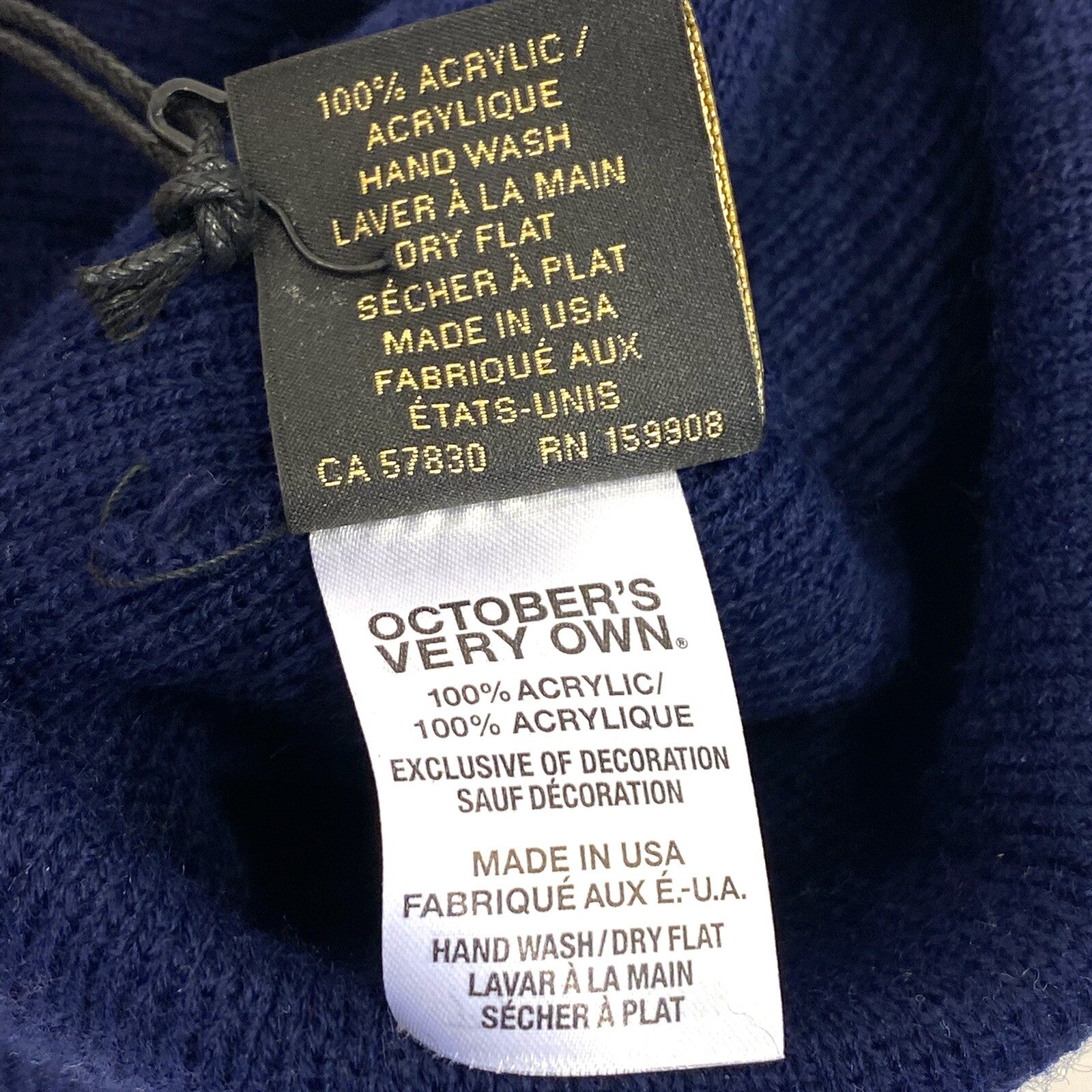 OCTOBERS VERY OWN OVO Knit Acrylic Beanie Cap Hat Navy Blue