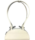 SELF-PORTRAIT Womens Curved Leather Mini Shoulder Bag Cream White (MSRP $555)