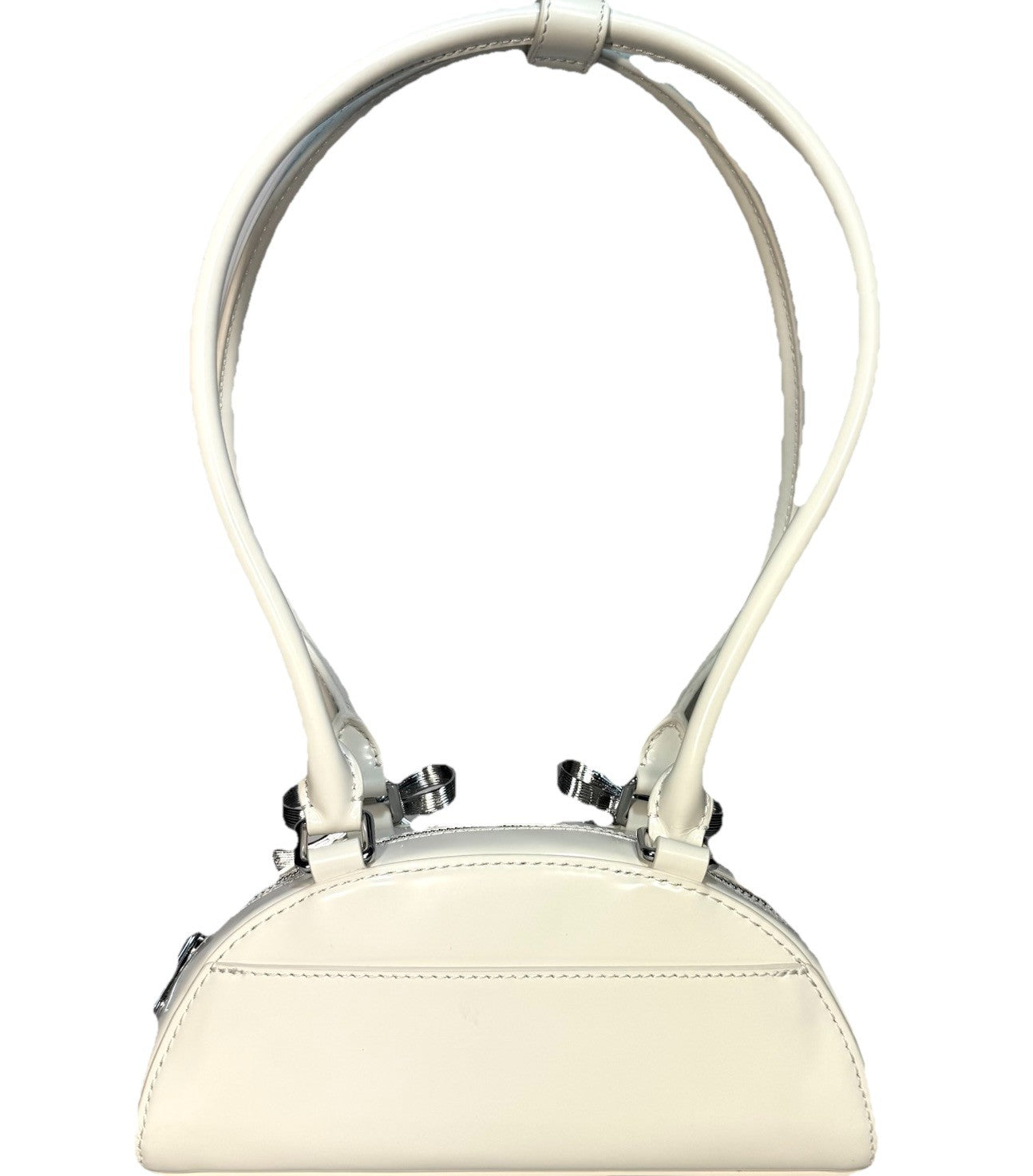 SELF-PORTRAIT Womens Curved Leather Mini Shoulder Bag Cream White (MSRP $555)