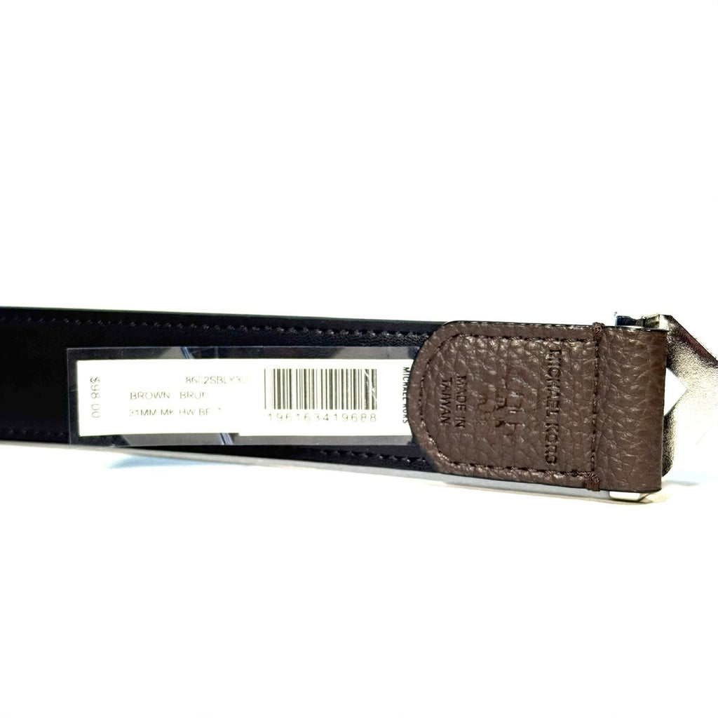MICHAEL KORS Mens 31mm MK Logo Buckle Leather Belt Brown (MSRP $98)
