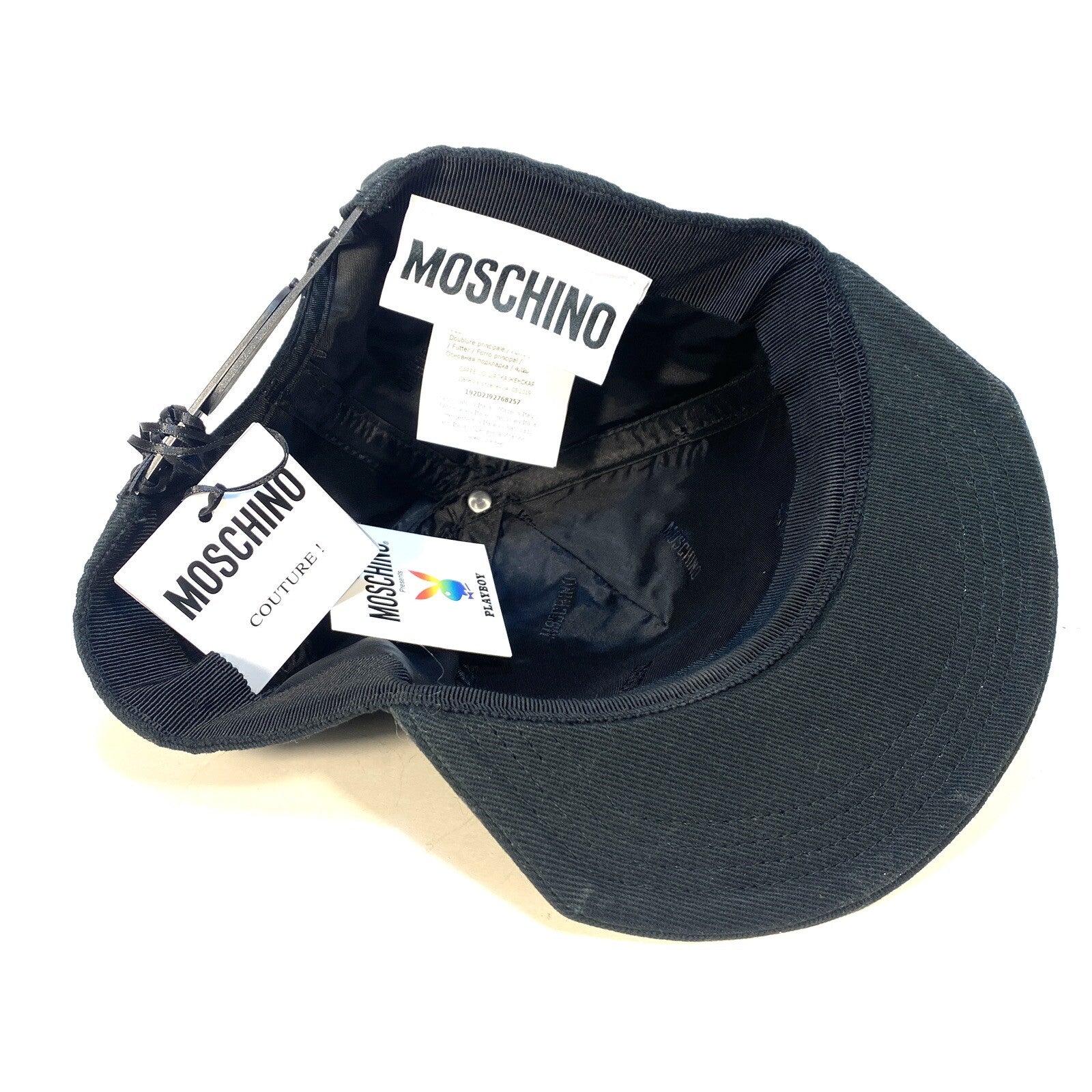MOSCHINO Couture x Playboy GayBoy Embroidered Bunny Cap Hat Black (MSRP $295)