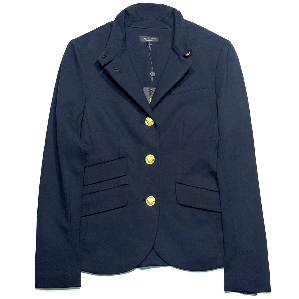 RAG & BONE Womens Slade Ponte Stretch Blazer Jacket Salute Navy Blue (MSRP $495)