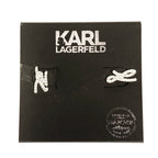 KARL LAGERFELD Swarovski KL Logo Script Post Earrings Silver (MSRP $59)