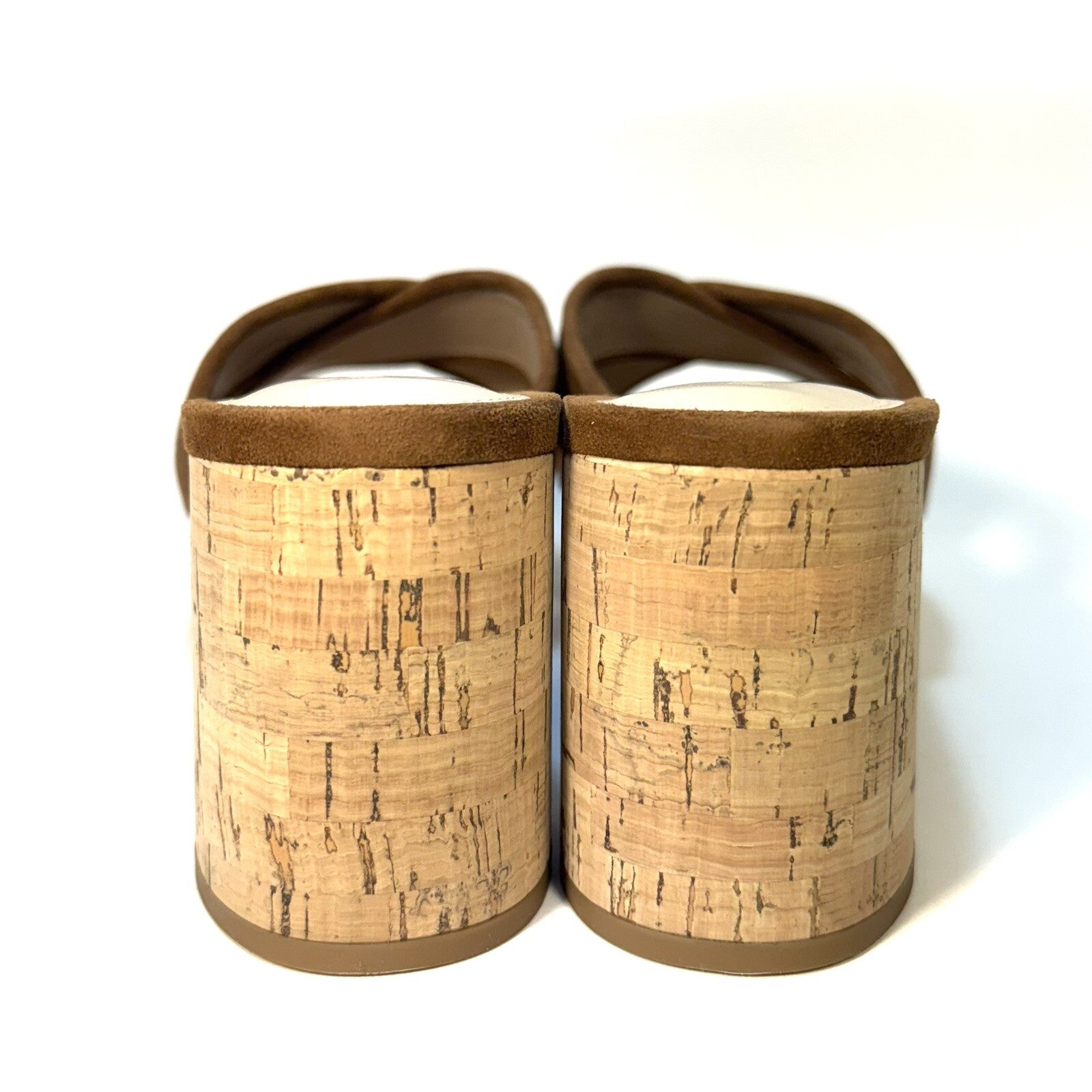 VERONICA BEARD Dory Suede Leather Cork Block Heel Sandals Brown (MSRP $350)