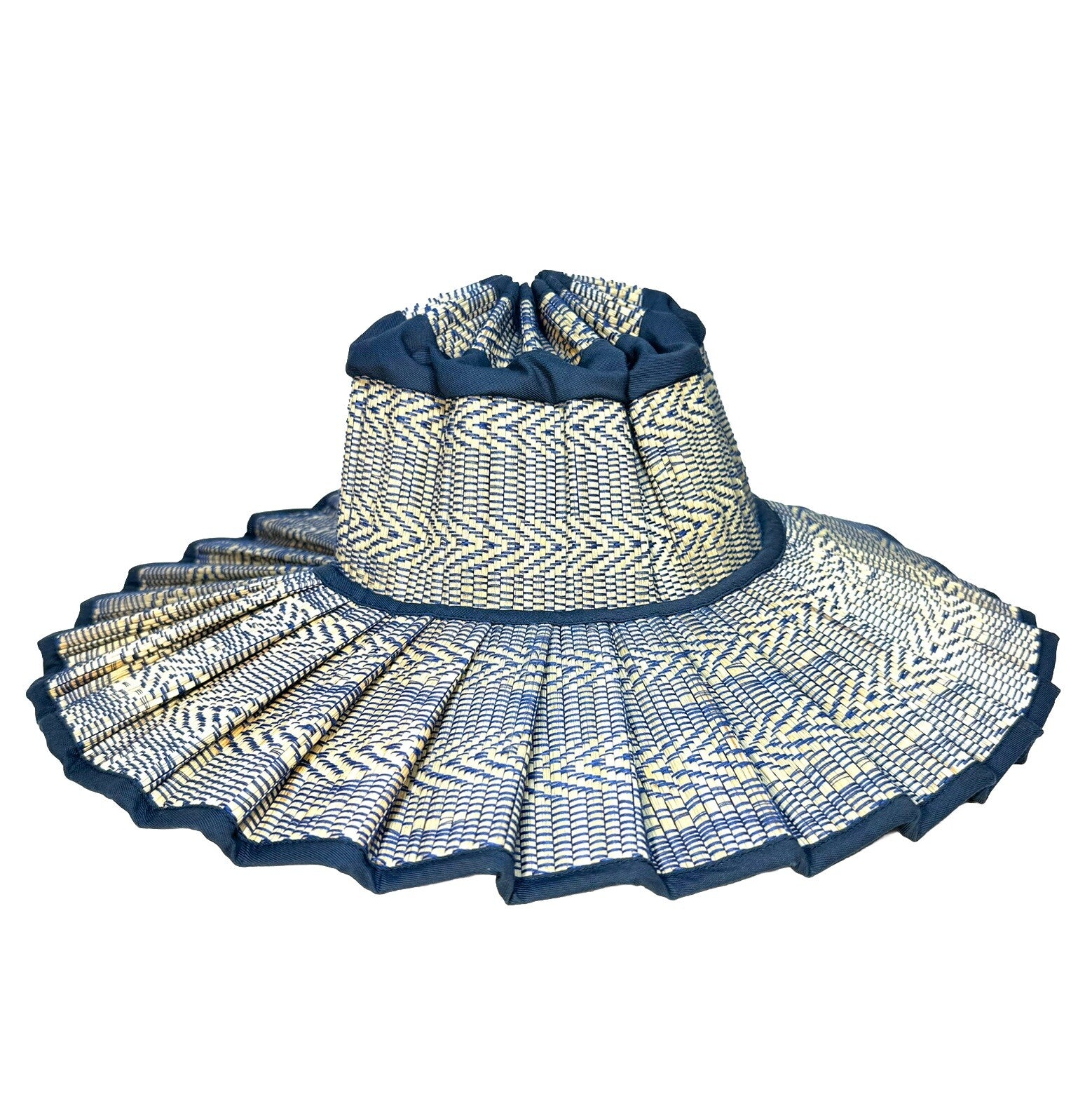 LORNA MURRAY x Veronica Beard Aegean Sea Capri Straw Maxi Hat Blue (MSRP $148)