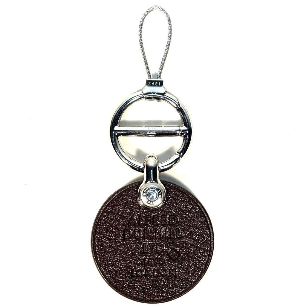 DUNHILL Duke Round Goat Leather ID Tag Key Fob Keychain Brown (MSRP $315)