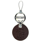 DUNHILL Duke Round Goat Leather ID Tag Key Fob Keychain Brown (MSRP $315)