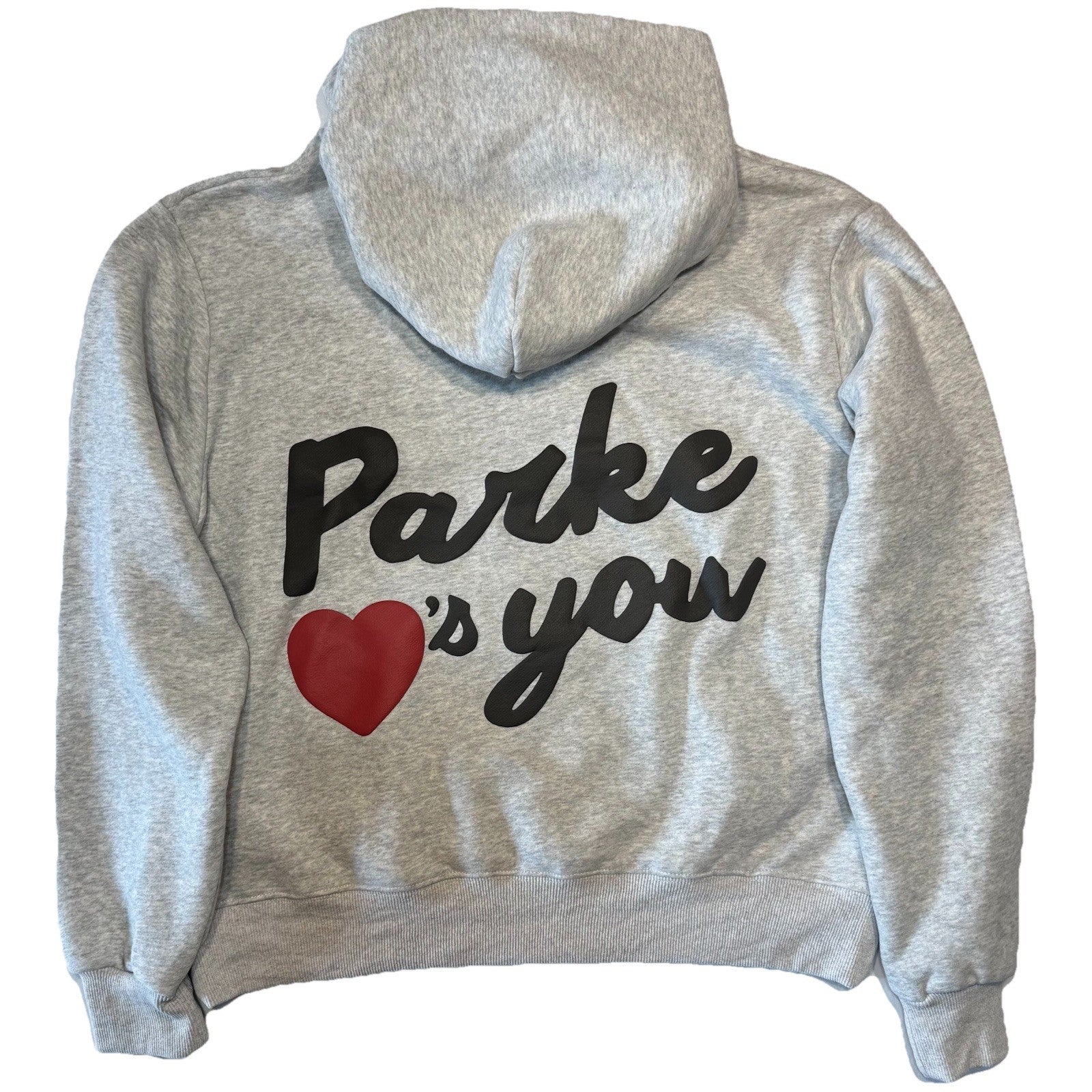 PARKE Womens Loves You Logo Graphic Hoodie Sweatshirt Heather Grey