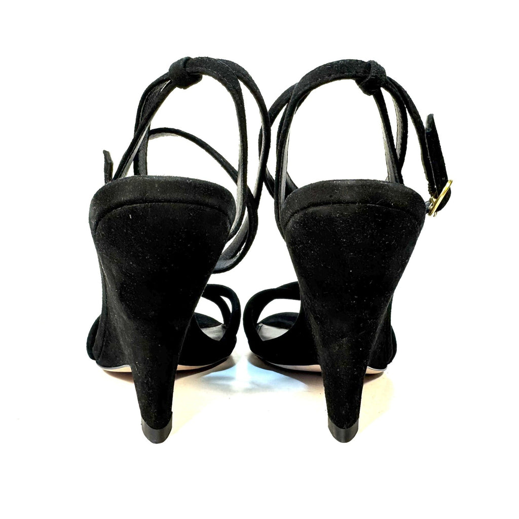 VERONICA BEARD Manuela Suede Leather Heel Strap Ankle Sandals Black (MSRP $450)