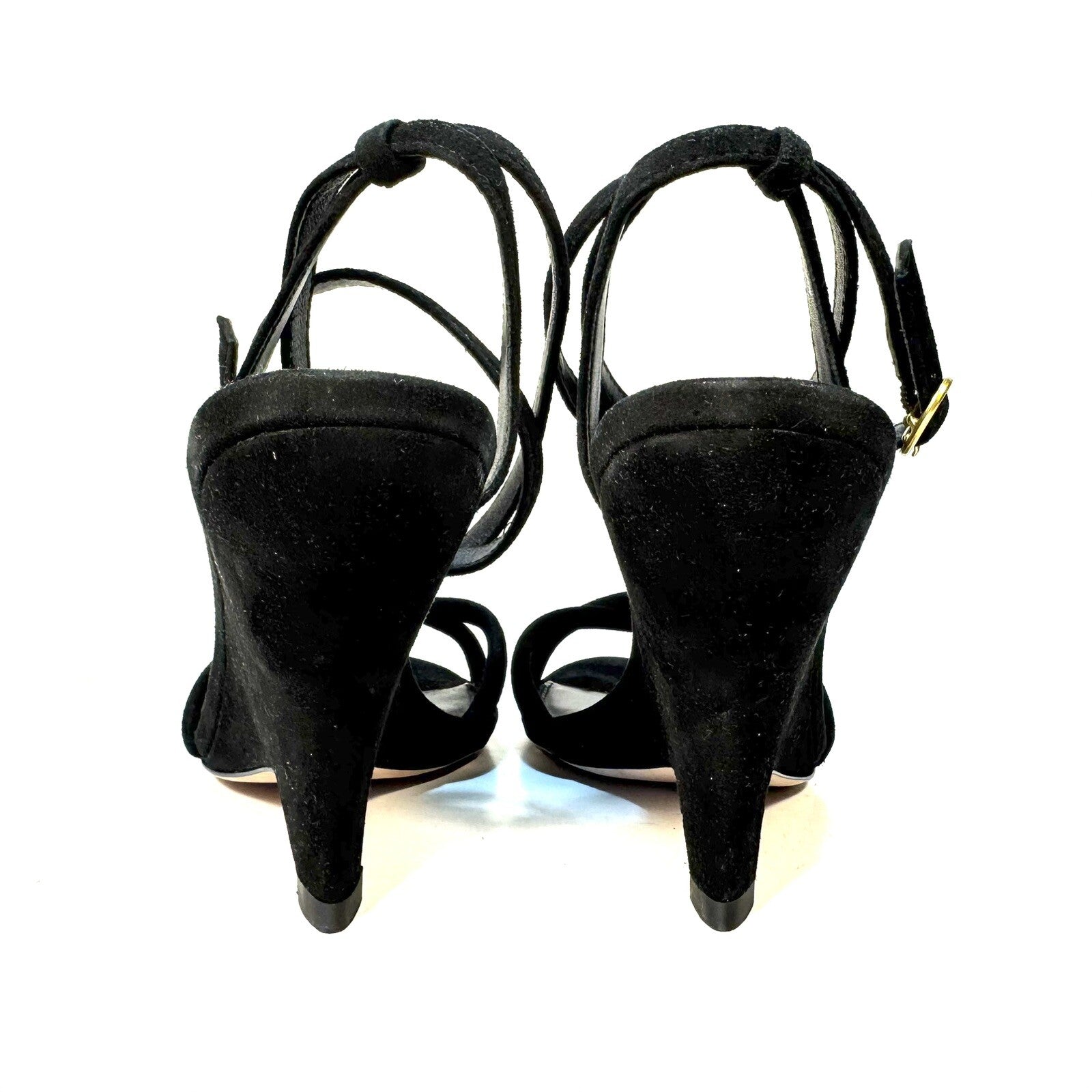 VERONICA BEARD Manuela Suede Leather Heel Strap Ankle Sandals Black (MSRP $450)