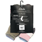 CLARKS Womens Quarter Ankle Crew Socks Khaki Pink - 6 Pairs