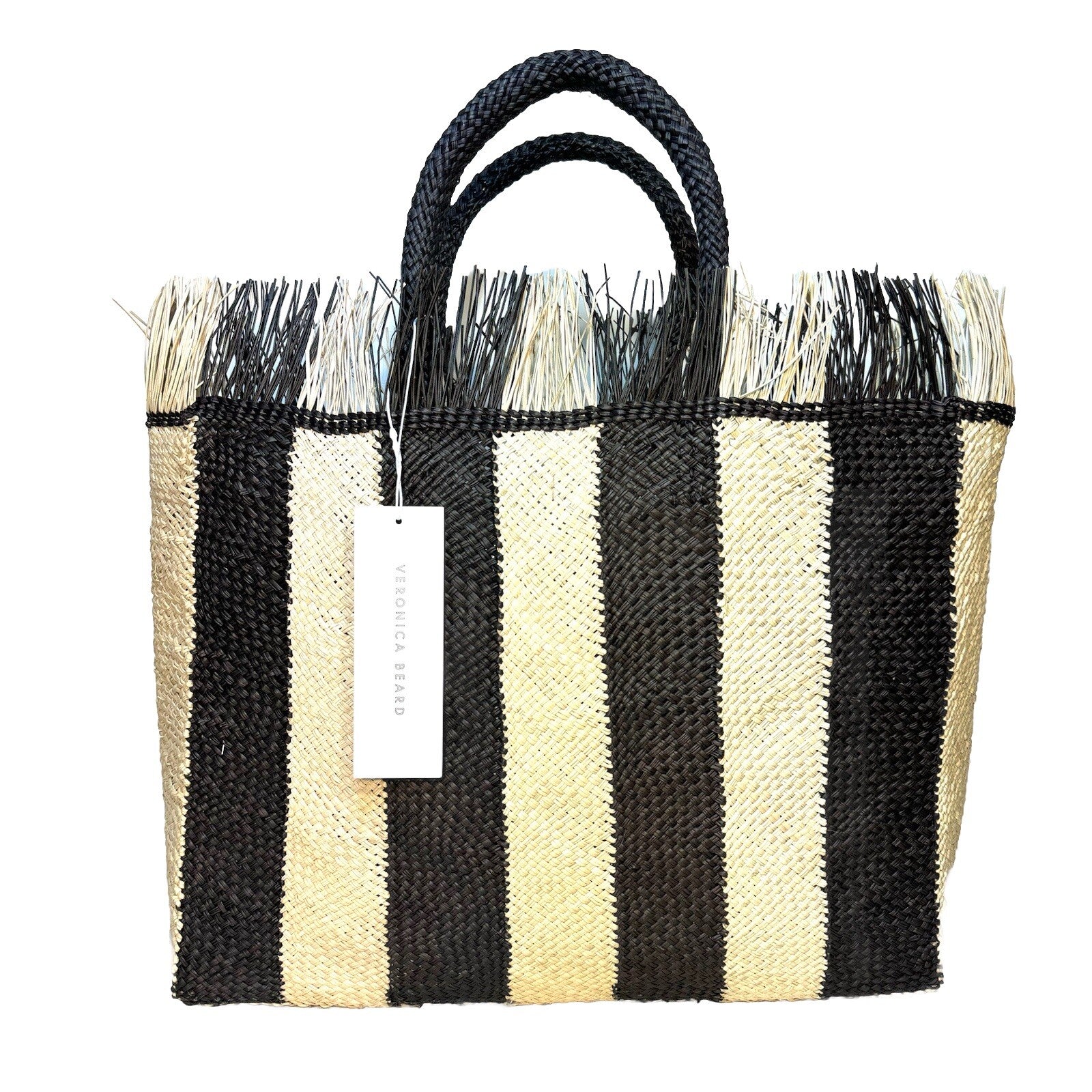 VERONICA BEARD x Dans La Main Stripe Natural Woven Straw Tote Bag (MSRP $325)
