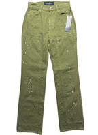 VERONICA BEARD Dylan Paint Splatter Patch Denim Jeans Green (MSRP $328)