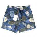 KATAMA Mens Emerson Surf Swim Trunks Destination Logo Print Blue (MSRP $195)