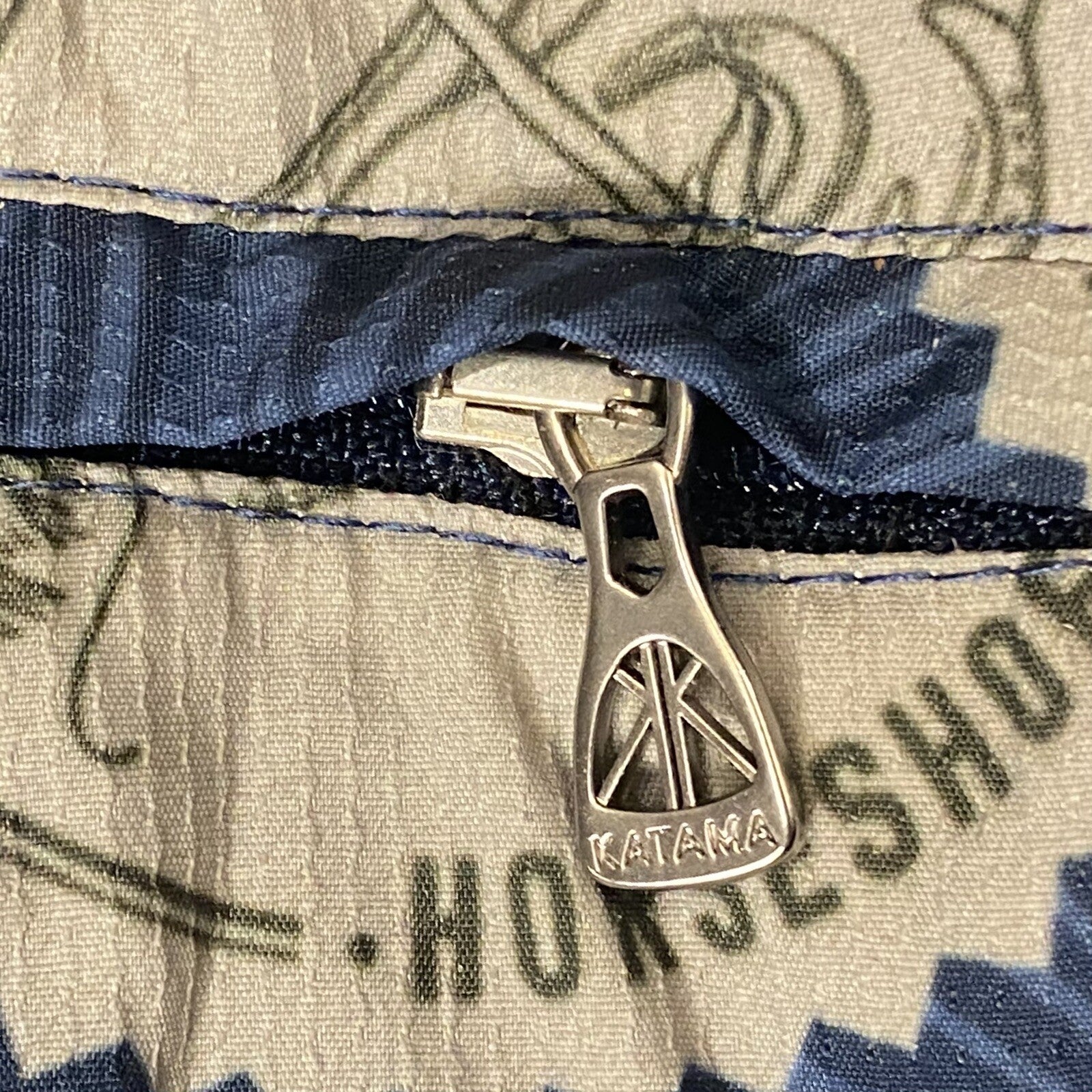 KATAMA Mens Emerson Surf Swim Trunks Destination Logo Print Blue (MSRP $195)