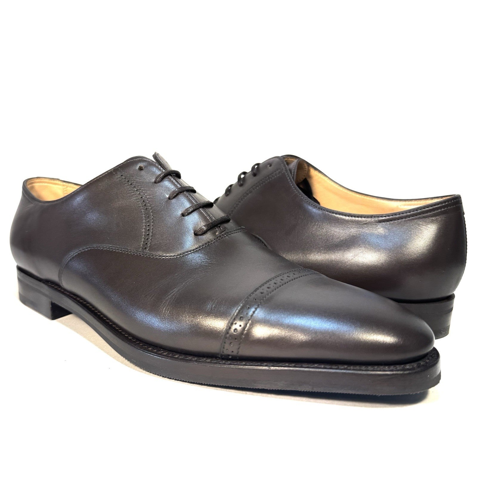 JOHN LOBB Mens Bristol Calf Leather Lace Up Dress Shoes Brown 9.5 (MSRP $1,420)