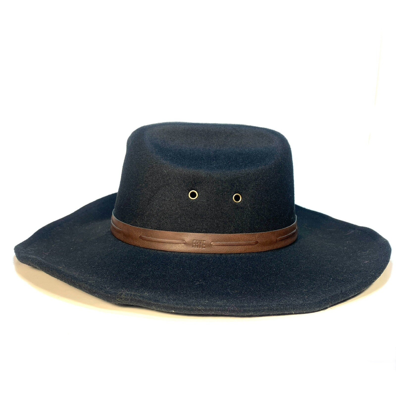 FRYE Mens Felt Leather Trim Western Cowboy Hat Black One Size (MSRP $68)