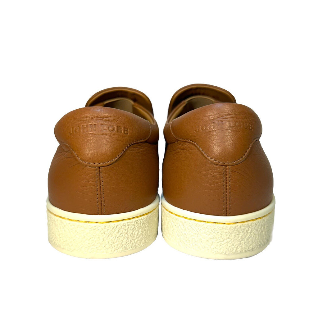 JOHN LOBB Mens Breeze Calf Leather Slip On Sneakers Cognac Brown 8 (MSRP $910)