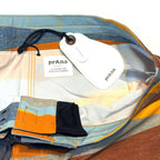 PRANA Mens 9in Fenton Board Shorts Swim Trunks Ochre Stripe Orange (MSRP $65)