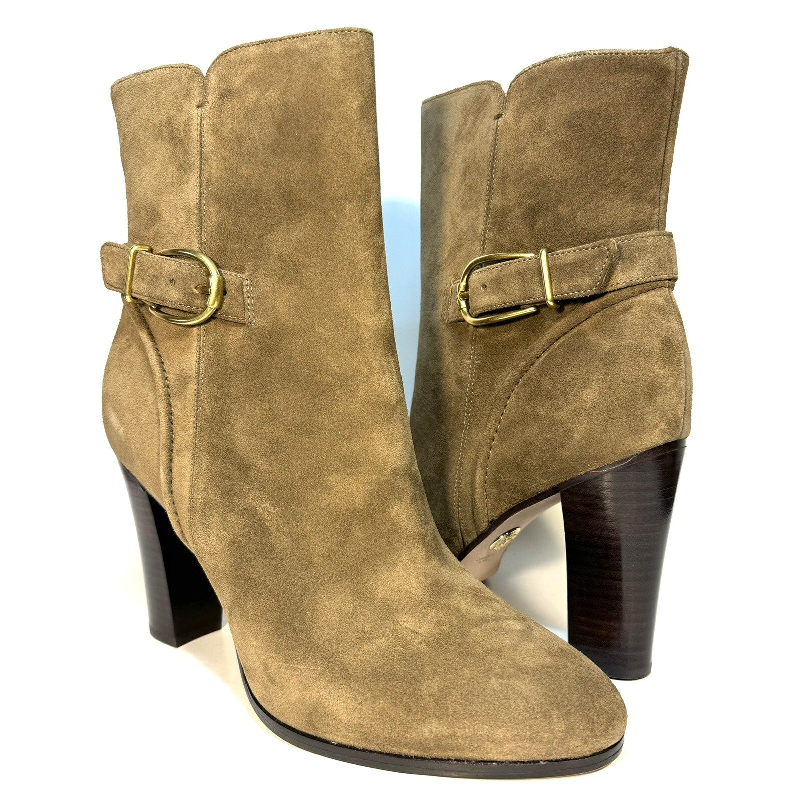 VERONICA BEARD Womens Viv Suede Leather Block Heel Boots Mocha Brown (MSRP $550)