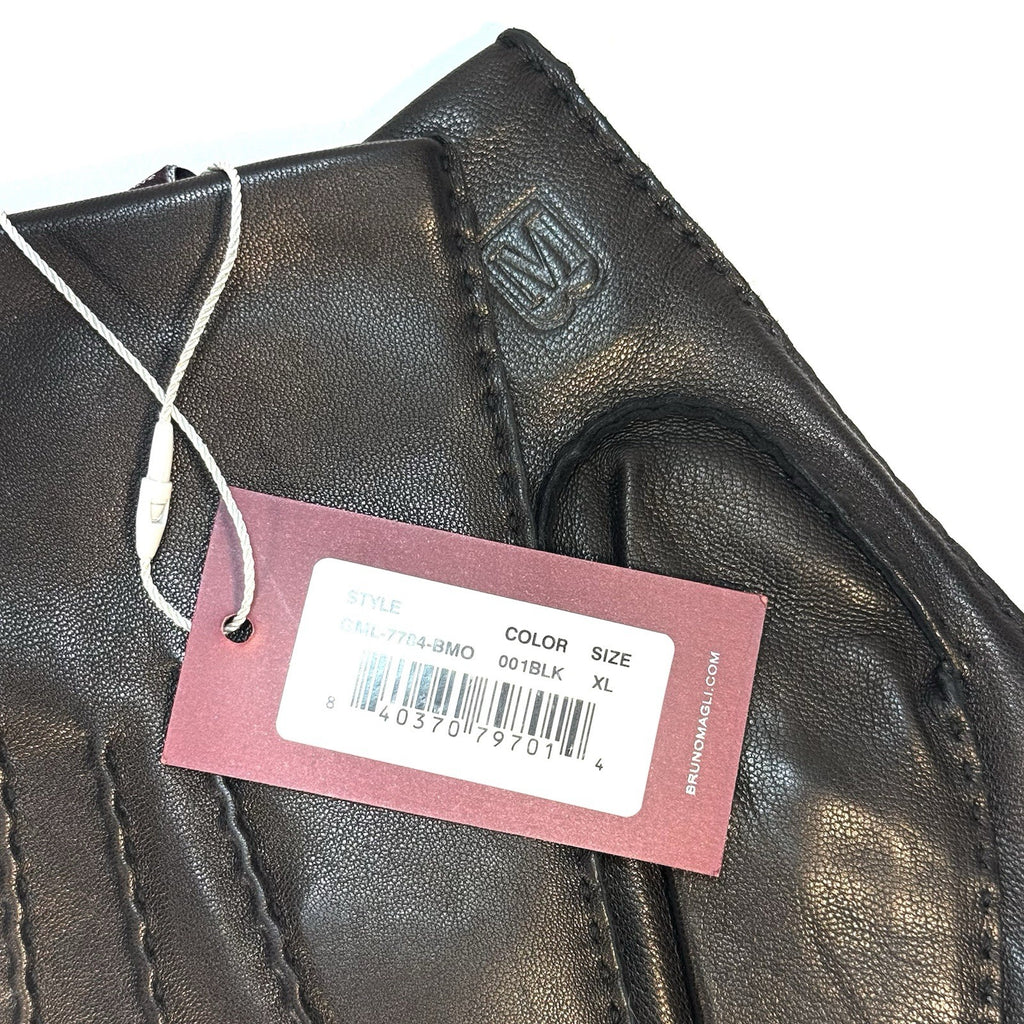 BRUNO MAGLI Mens Cashmere Lined Leather Touchscreen Gloves Black XL