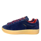 LANVIN Mens Lite Curb Suede Leather Low Top Sneakers Navy Blue (MSRP $590)