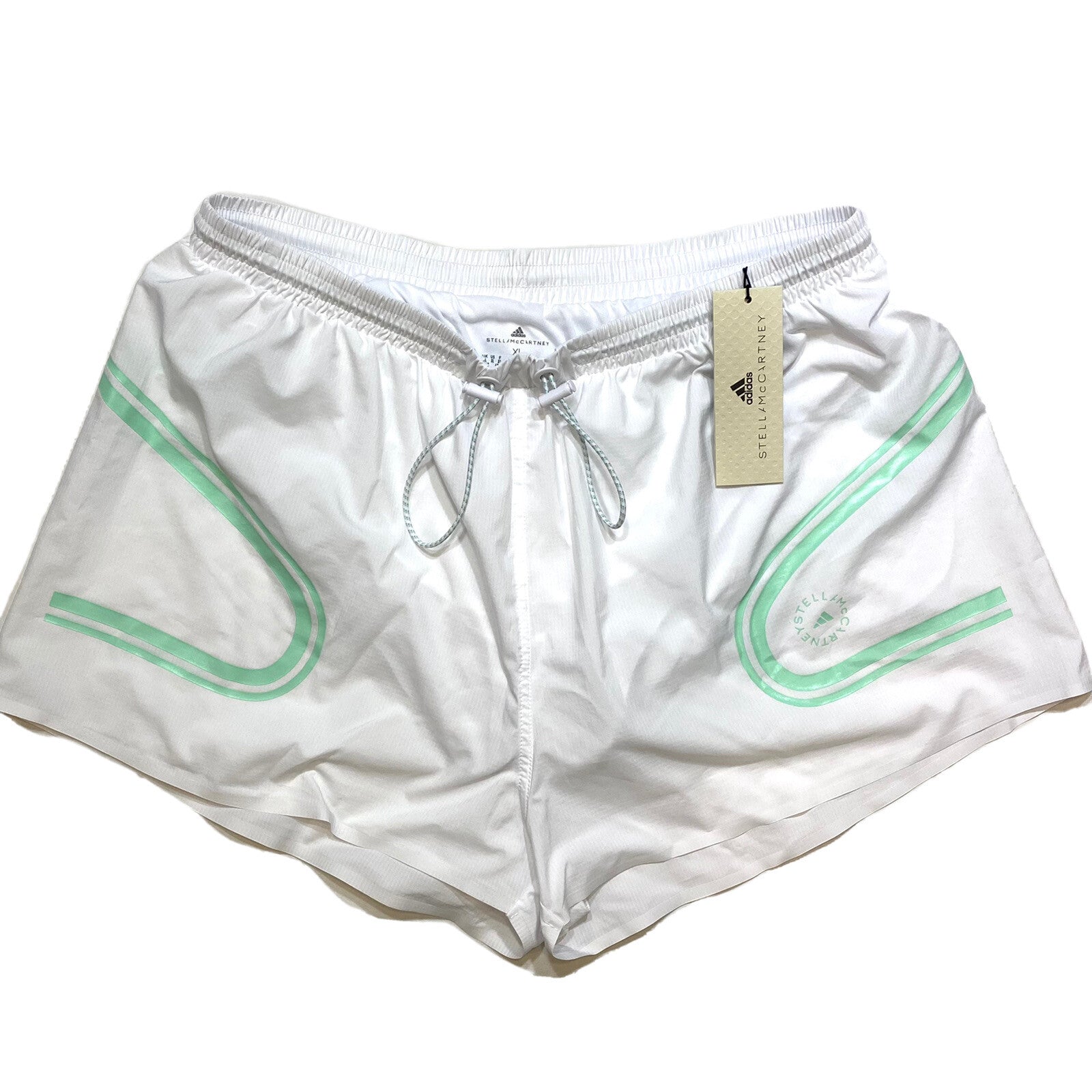ADIDAS STELLA MCCARTNEY Womens TPA Striped Shorts White (MSRP $95)