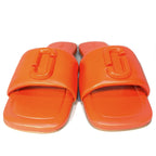 MARC JACOBS Womens J Logo Leather Slide Sandals Electric Orange 10 (MSRP $250)
