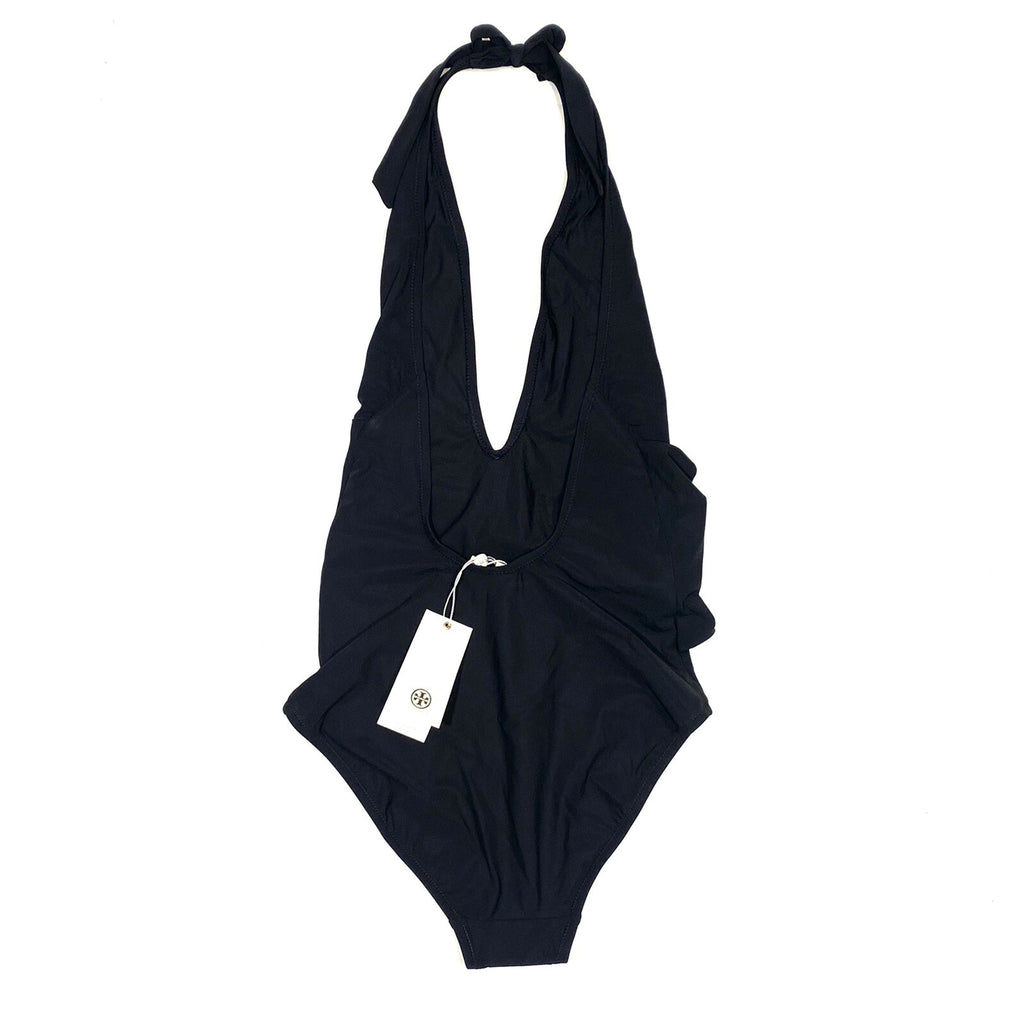 TORY BURCH Solid Tie One Piece Swimsuit Black S (MSRP $198)