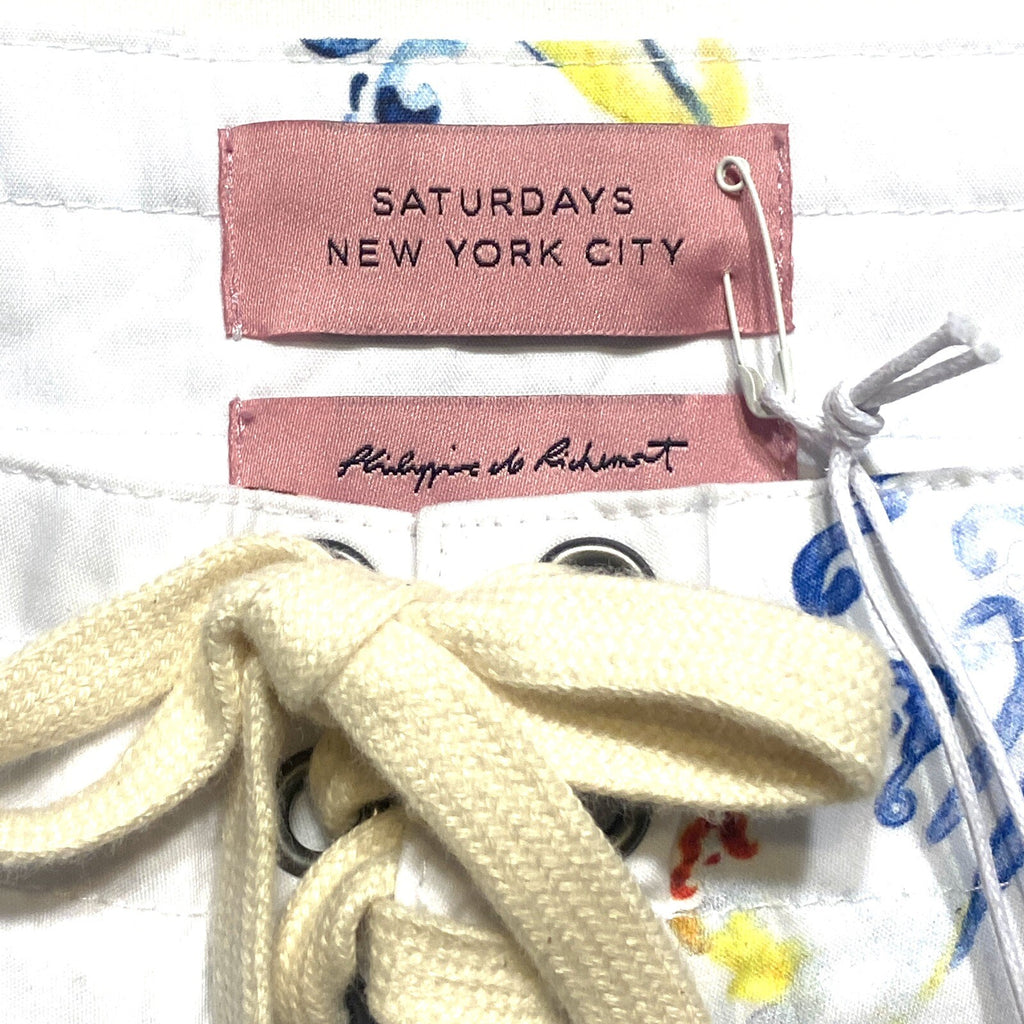 SATURDAYS NYC Mens Philippine de Richemont Bobby Surf Girl Swim Shorts White 29