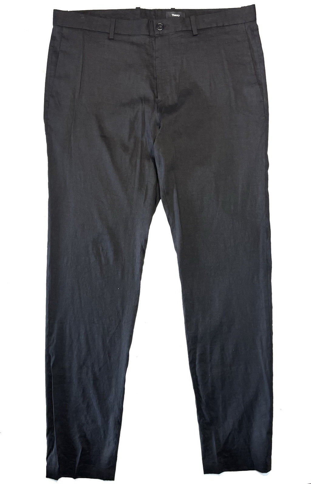 THEORY Mens Zaine Good Crunch Linen Straight Leg Chino Pants Black (MSRP $265)