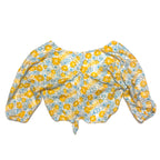 COOL CHANGE Womens Floral Paisley Cropped Rayon Tie Top Cover Up Yellow